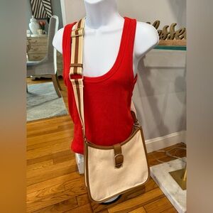 Talbots Beige Handbag with Gold Zipper